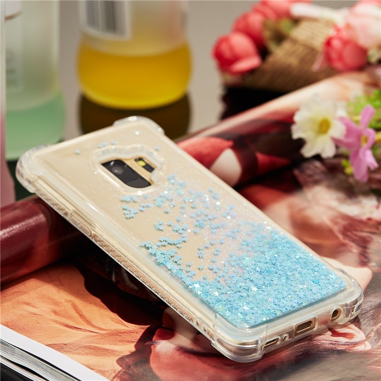 Dynamic Glitter Powder Sequins TPU Shockproof Phone Case for Samsung Galaxy S9 SM-G960 - Baby Blue-9