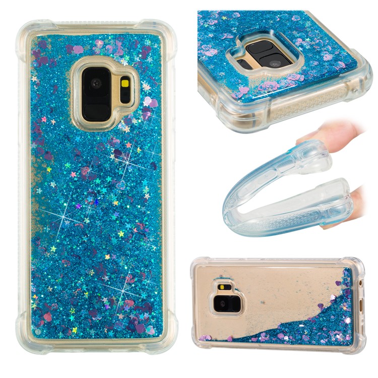Dynamic Glitter Powder Sequins TPU Shockproof Shell Cover Case for Samsung Galaxy S9 SM-G960 - Dark Blue-1