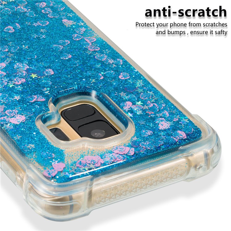 Dynamic Glitter Powder Sequins TPU Shockproof Shell Cover Case for Samsung Galaxy S9 SM-G960 - Dark Blue-3