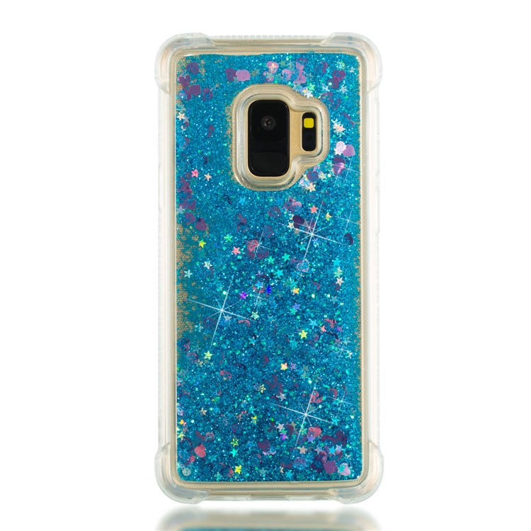 Dynamic Glitter Powder Sequins TPU Shockproof Shell Cover Case for Samsung Galaxy S9 SM-G960 - Dark Blue-4