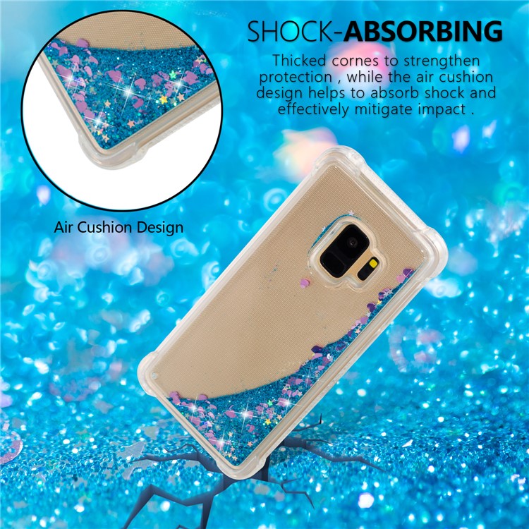 Dynamic Glitter Powder Sequins TPU Shockproof Shell Cover Case for Samsung Galaxy S9 SM-G960 - Dark Blue-6