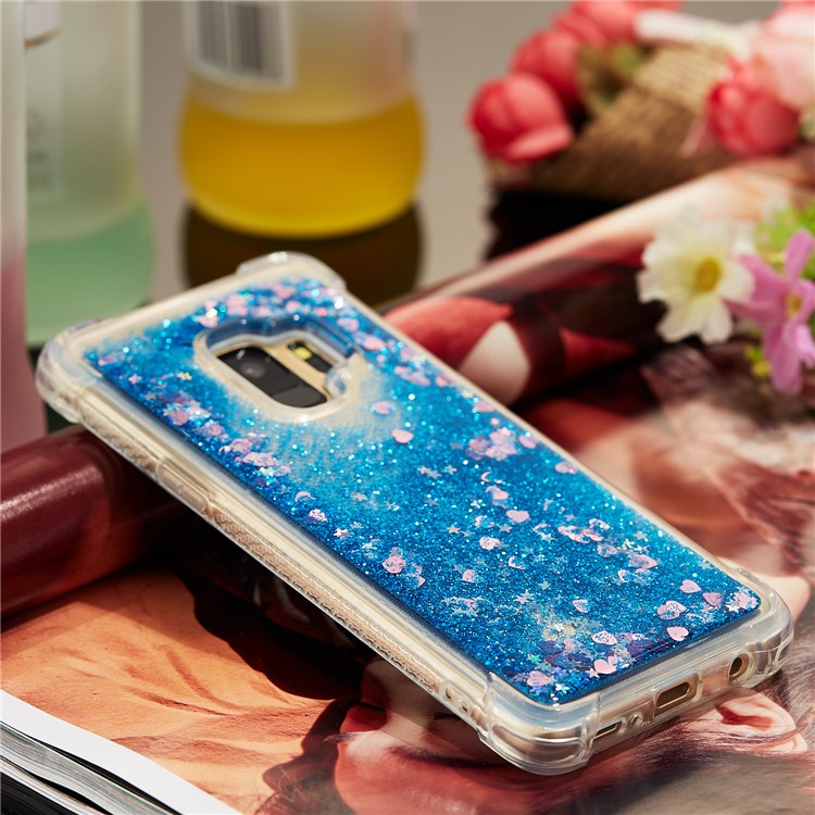 Dynamic Glitter Powder Sequins TPU Shockproof Shell Cover Case for Samsung Galaxy S9 SM-G960 - Dark Blue-8