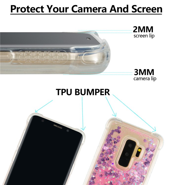 Séquelles de Poudre à Paillettes Dynamiques TPU Case D'amortisseur Pour Samsung Galaxy s9 + SM-G965 - Rose