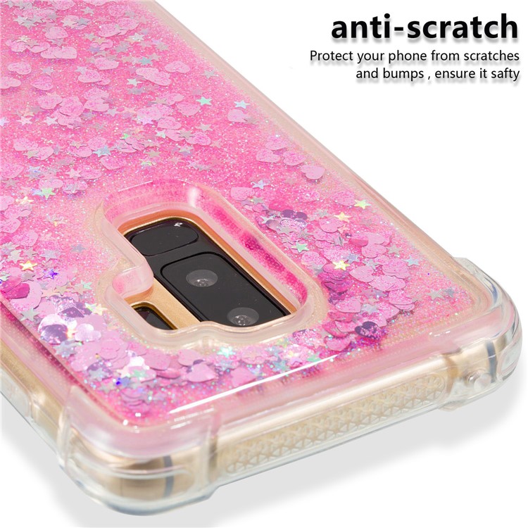 Dynamische Glitzerpulver-pulver TPU Stoßdämpfer Hülle Für Samsung Galaxy S9+ SM-G965 - Rose