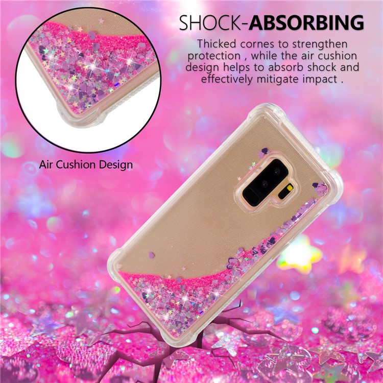 Séquelles de Poudre à Paillettes Dynamiques TPU Case D'amortisseur Pour Samsung Galaxy s9 + SM-G965 - Rose