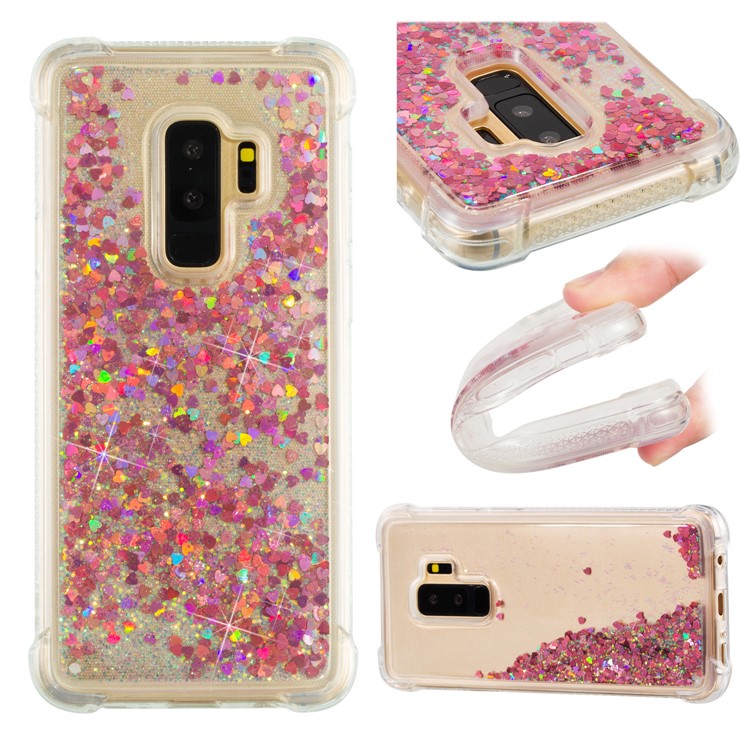 Dynamic Glitter Powder Sequins TPU Shockproof Cover for Samsung Galaxy S9+ SM-G965 - Red-1