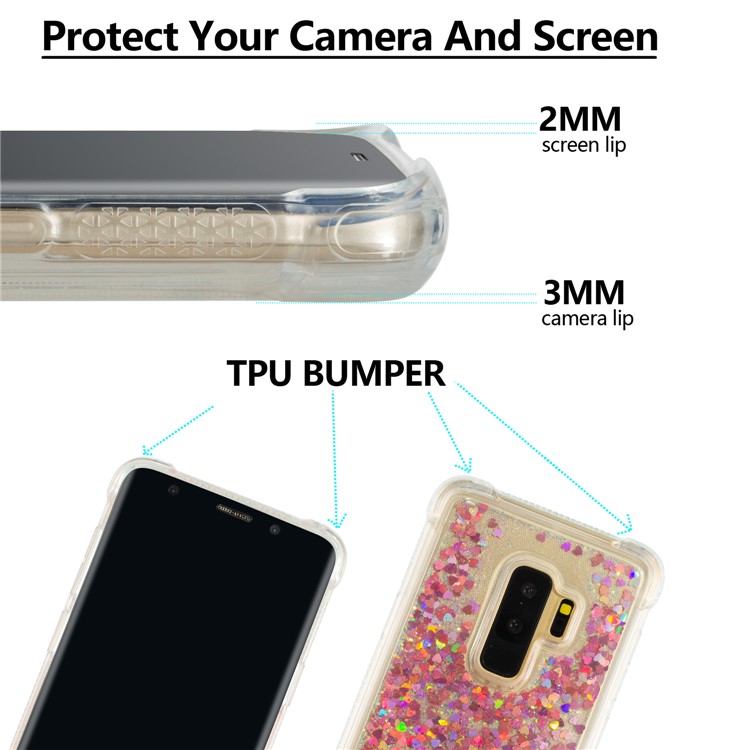 Dynamic Glitter Powder Sequins TPU Shockproof Cover for Samsung Galaxy S9+ SM-G965 - Red-2