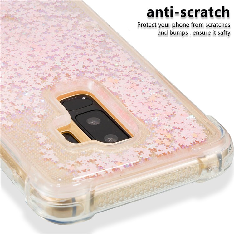 Custodia al Telefono Shock-shock Dinamico Glitter in Polvere Per Samsung Galaxy S9+ SM-G965 - Rosa