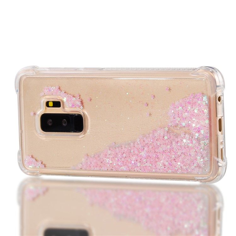 Dynamic Glitter Powder Sequins TPU TPU Thock Phone Telephip Para Samsung Galaxy S9+ SM-G965 - Rosado