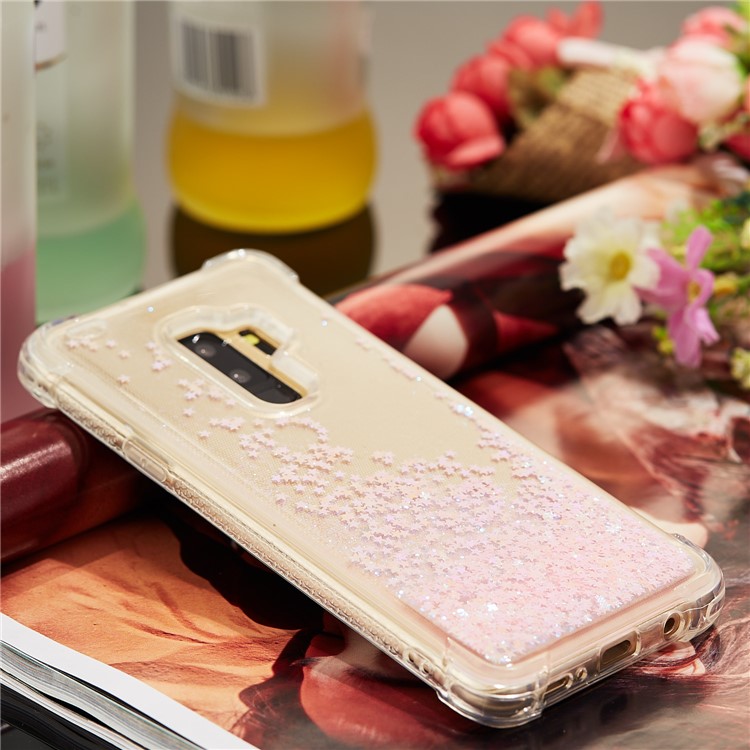 Séquelles de Poudre à Paillettes Dynamiques TPU Étui de Téléphone à Choc Pour Amortir Pour Samsung Galaxy s9 + SM-G965 - Rose