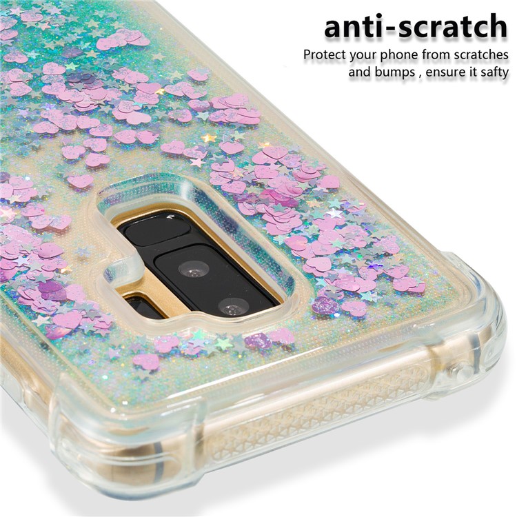 Dynamic Glitter Powder Sequins TPU Shockproof Case Cover Shell for Samsung Galaxy S9+ SM-G965 - Cyan-3