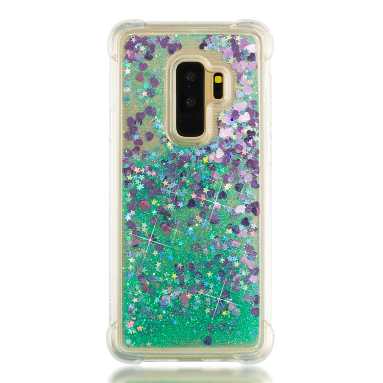 Dynamic Glitter Powder Sequins TPU Shockproof Case Cover Shell for Samsung Galaxy S9+ SM-G965 - Cyan-4