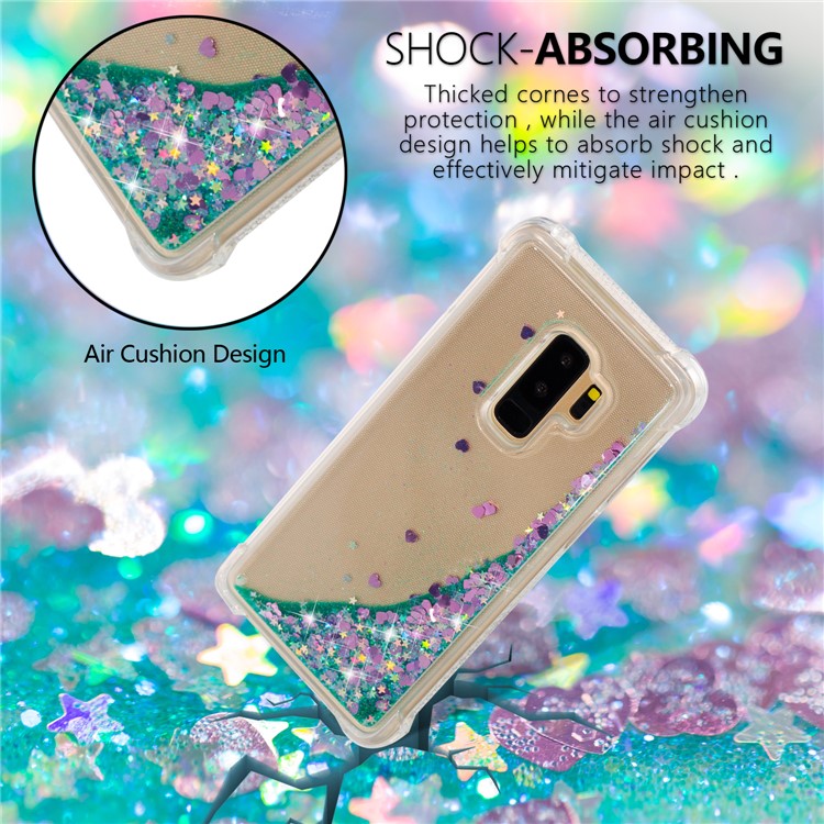 Dynamic Glitter Powder Sequins TPU Shockproof Case Cover Shell for Samsung Galaxy S9+ SM-G965 - Cyan-6