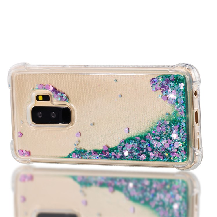 Dynamic Glitter Powder Sequins TPU Shockproof Case Cover Shell for Samsung Galaxy S9+ SM-G965 - Cyan-8