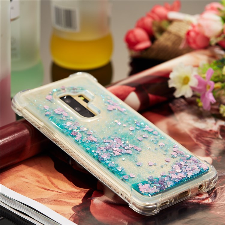 Dynamic Glitter Powder Sequins TPU Shockproof Case Cover Shell for Samsung Galaxy S9+ SM-G965 - Cyan-9