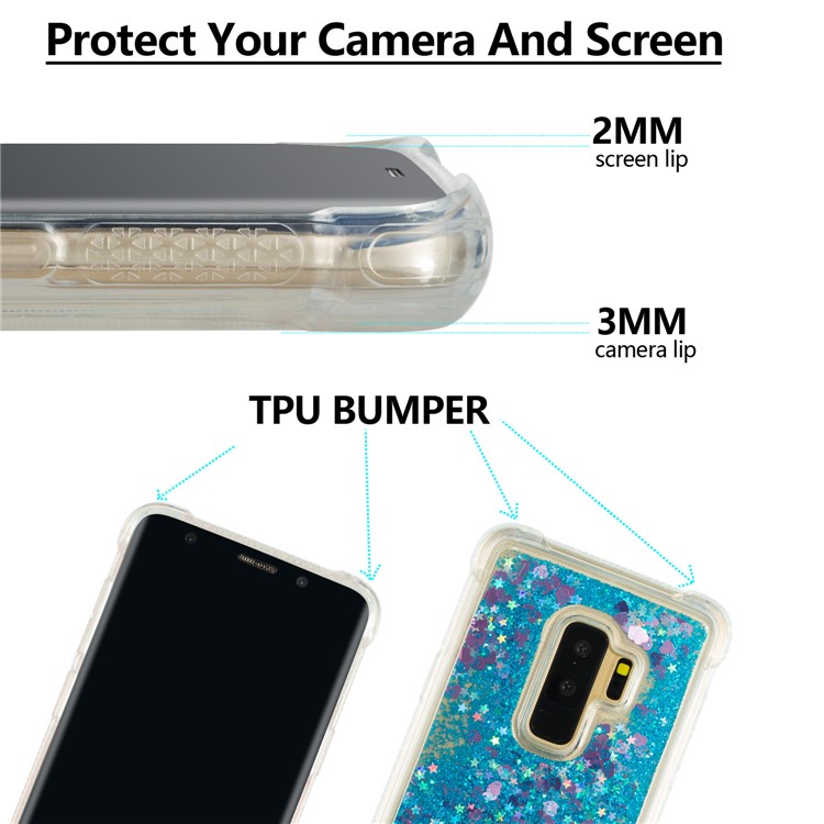 Dynamic Glitter Powder Sequins TPU Shockproof Phone Cover for Samsung Galaxy S9+ SM-G965 - Dark Blue-2