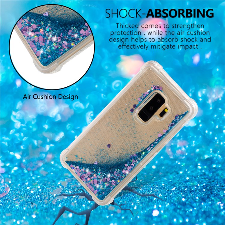 Dynamic Glitter Powder Sequins TPU Shockproof Phone Cover for Samsung Galaxy S9+ SM-G965 - Dark Blue-6