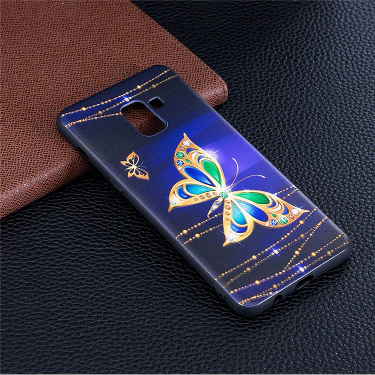 Embossment Soft TPU Phone Case for Samsung Galaxy A8 (2018) - Gold Butterfly-2
