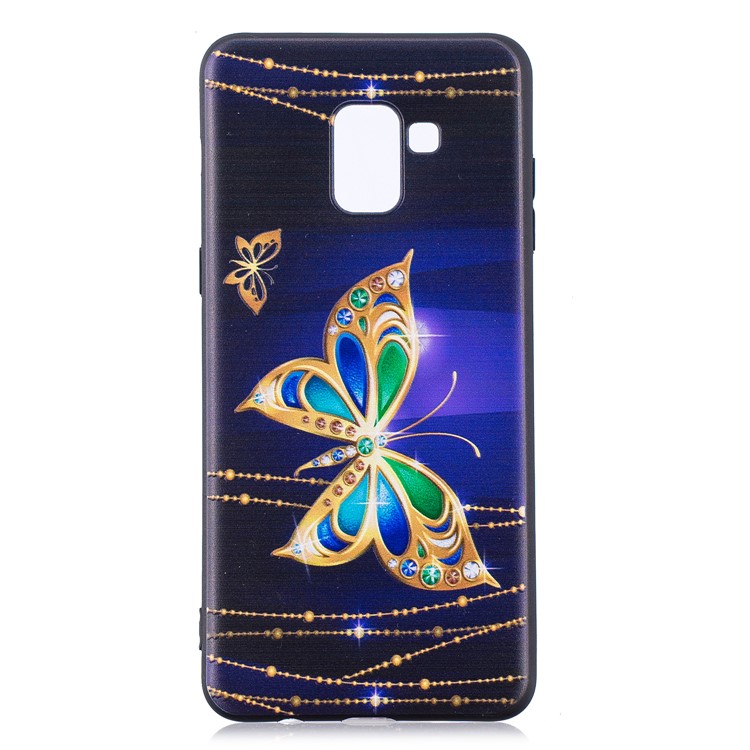 Embossment Soft TPU Phone Case for Samsung Galaxy A8 (2018) - Gold Butterfly-3