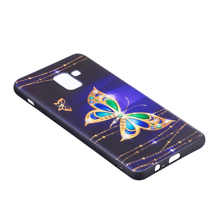 Embossment Soft TPU Phone Case for Samsung Galaxy A8 (2018) - Gold Butterfly-4