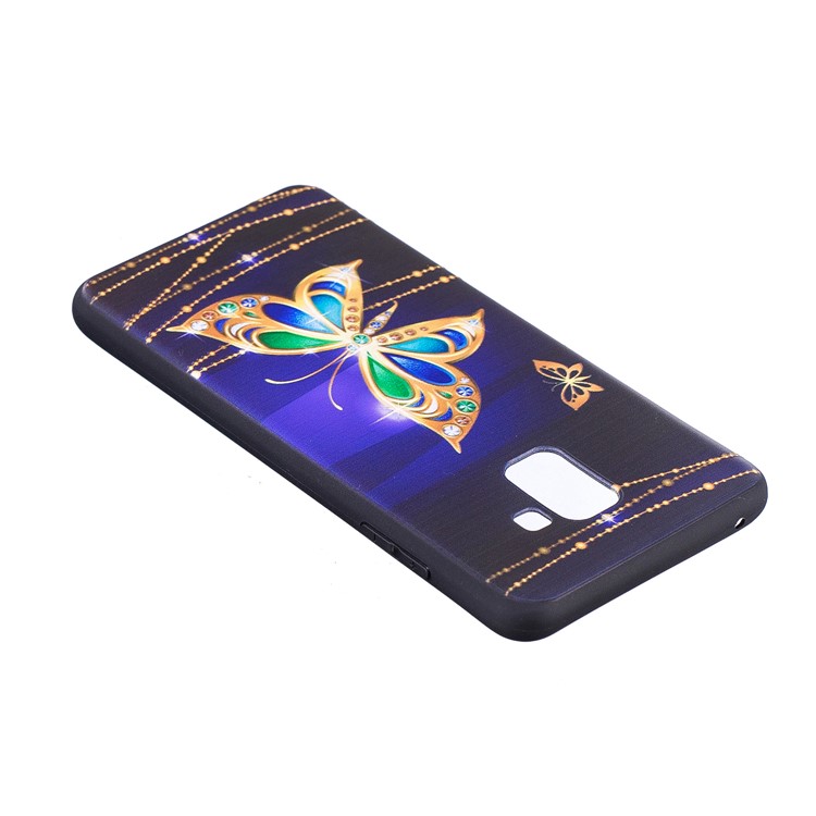 Embossment Soft TPU Phone Case for Samsung Galaxy A8 (2018) - Gold Butterfly-5