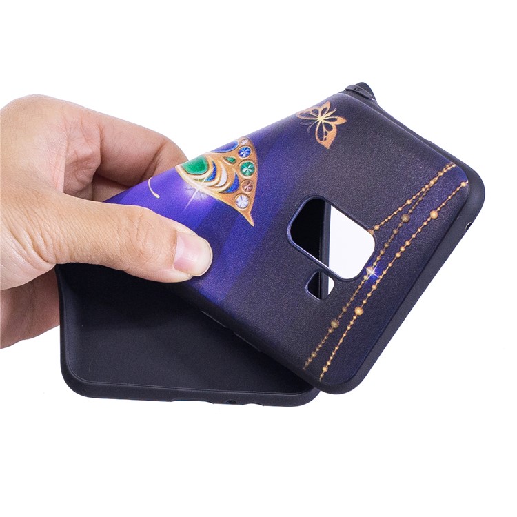 Embossment Soft TPU Phone Case for Samsung Galaxy A8 (2018) - Gold Butterfly-6