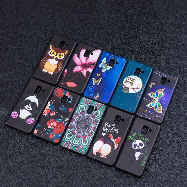 Embossment Soft TPU Phone Case for Samsung Galaxy A8 (2018) - Gold Butterfly-7