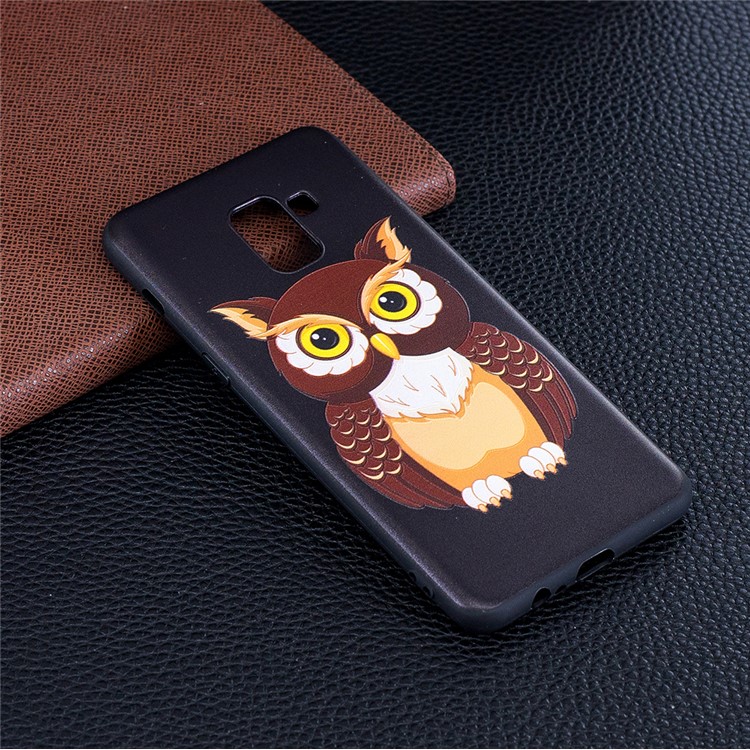 Embossment Soft TPU Phone Shell for Samsung Galaxy A8 (2018) - Lovely Owl-2