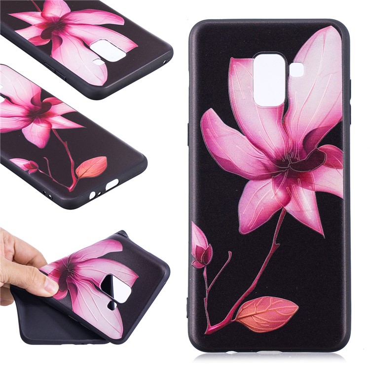 Embossment Soft TPU Phone Casing for Samsung Galaxy A8 (2018) - Pretty Flower-1