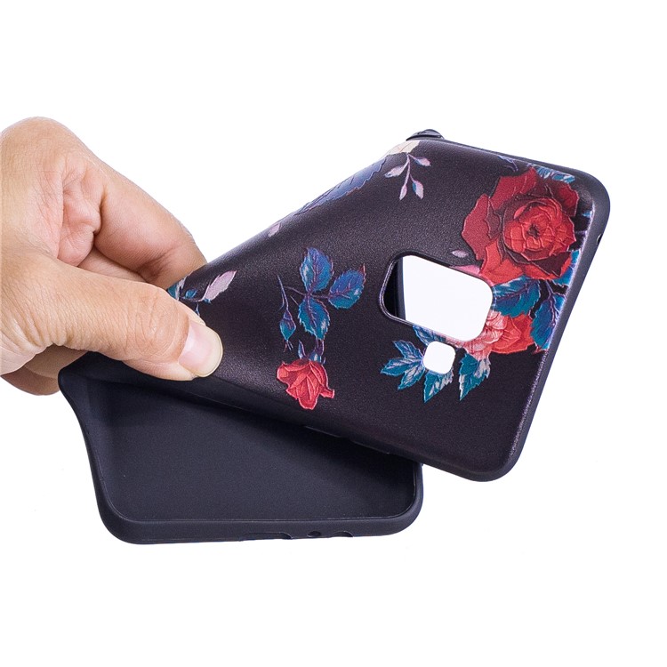 Caixa Macia Do Telefone Móvel Do Relevo TPU Para Samsung Galaxy A8 (2018) - Rosas-6