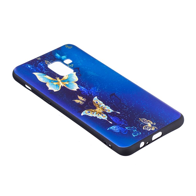 Embossment Soft TPU Mobile Phone Shell for Samsung Galaxy A8 (2018) - Blue Butterfly-4
