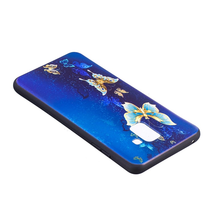Embossment Soft TPU Mobile Phone Shell for Samsung Galaxy A8 (2018) - Blue Butterfly-5