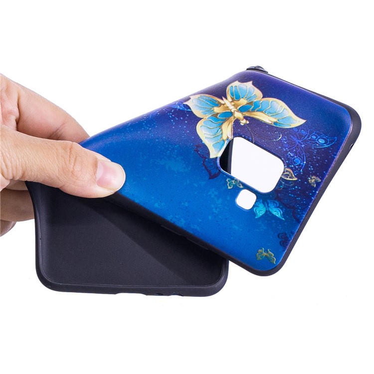 Embossment Soft TPU Mobile Phone Shell for Samsung Galaxy A8 (2018) - Blue Butterfly-6