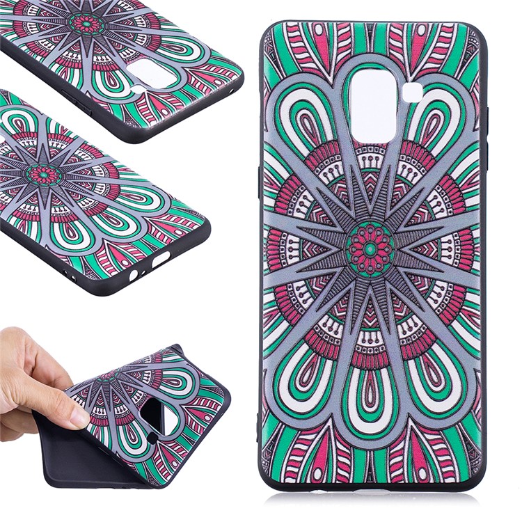 Embossment Soft TPU Cell Phone Shell for Samsung Galaxy A8 (2018) - Abstract Floral-1