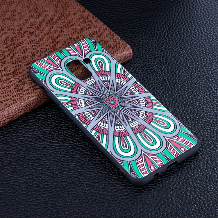 Embossment Soft TPU Cell Phone Shell for Samsung Galaxy A8 (2018) - Abstract Floral-2
