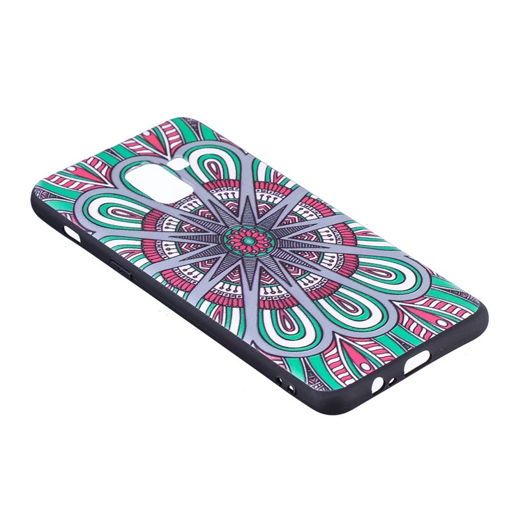 Embossment Soft TPU Cell Phone Shell for Samsung Galaxy A8 (2018) - Abstract Floral-4