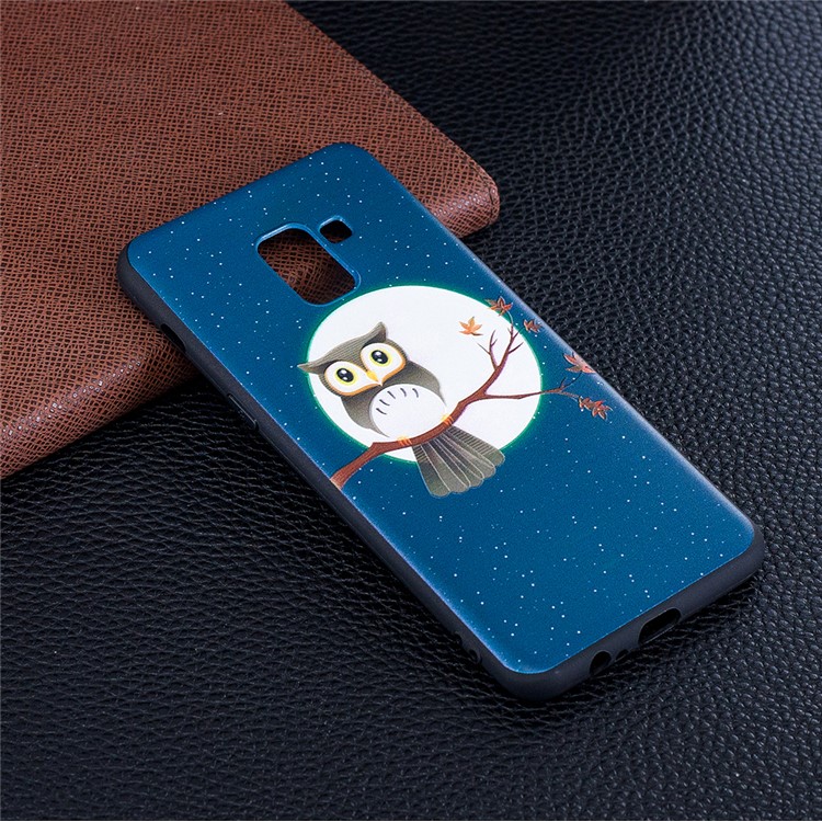 Embossment Soft TPU Back Case for Samsung Galaxy A8 (2018) - Owl on Branch-2