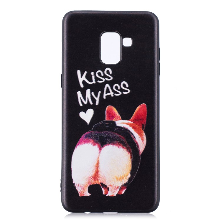 Embossment Soft TPU Back Casing for Samsung Galaxy A8 (2018) - Kiss My Ass-3