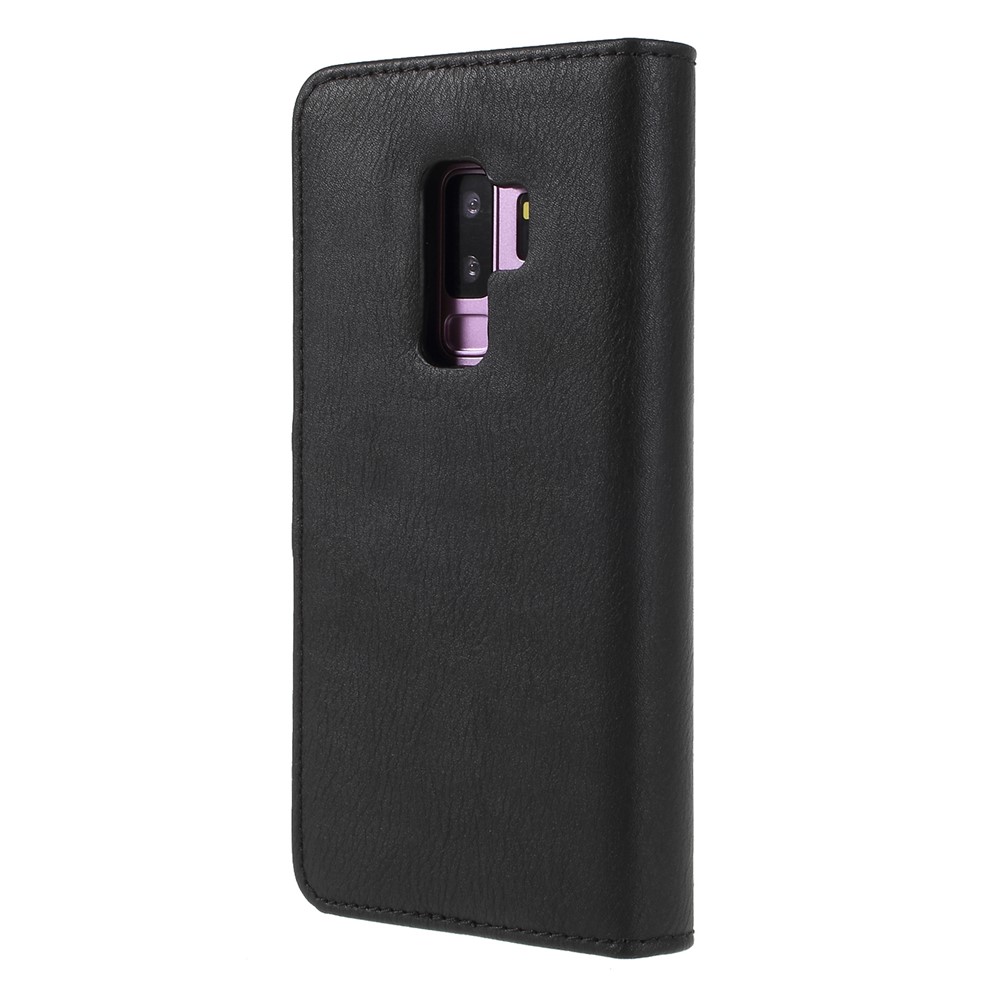 Dg. Ming Para Samsung Galaxy S9+ SM-G965 Case de Teléfono Protectora Desmejicionable Cubierta de Cuero Dividido 2 en 1 Con Billetera - Negro