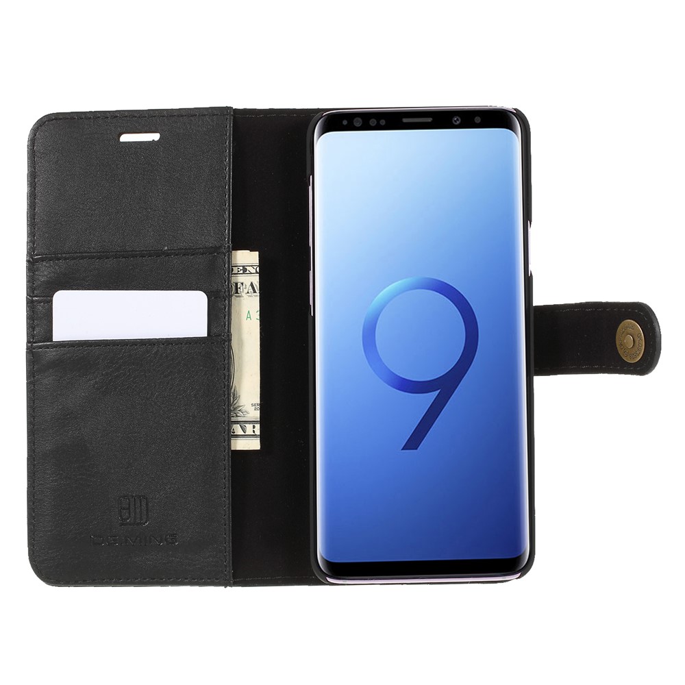 Dg. Ming Para Samsung Galaxy S9+ SM-G965 Case de Teléfono Protectora Desmejicionable Cubierta de Cuero Dividido 2 en 1 Con Billetera - Negro