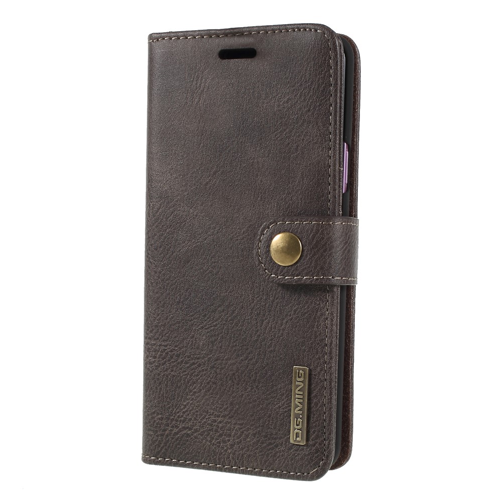 DG.MING Detachable 2-in-1 Split Leather Wallet + PC Back Cover for Samsung Galaxy S9+ SM-G965 - Coffee-3