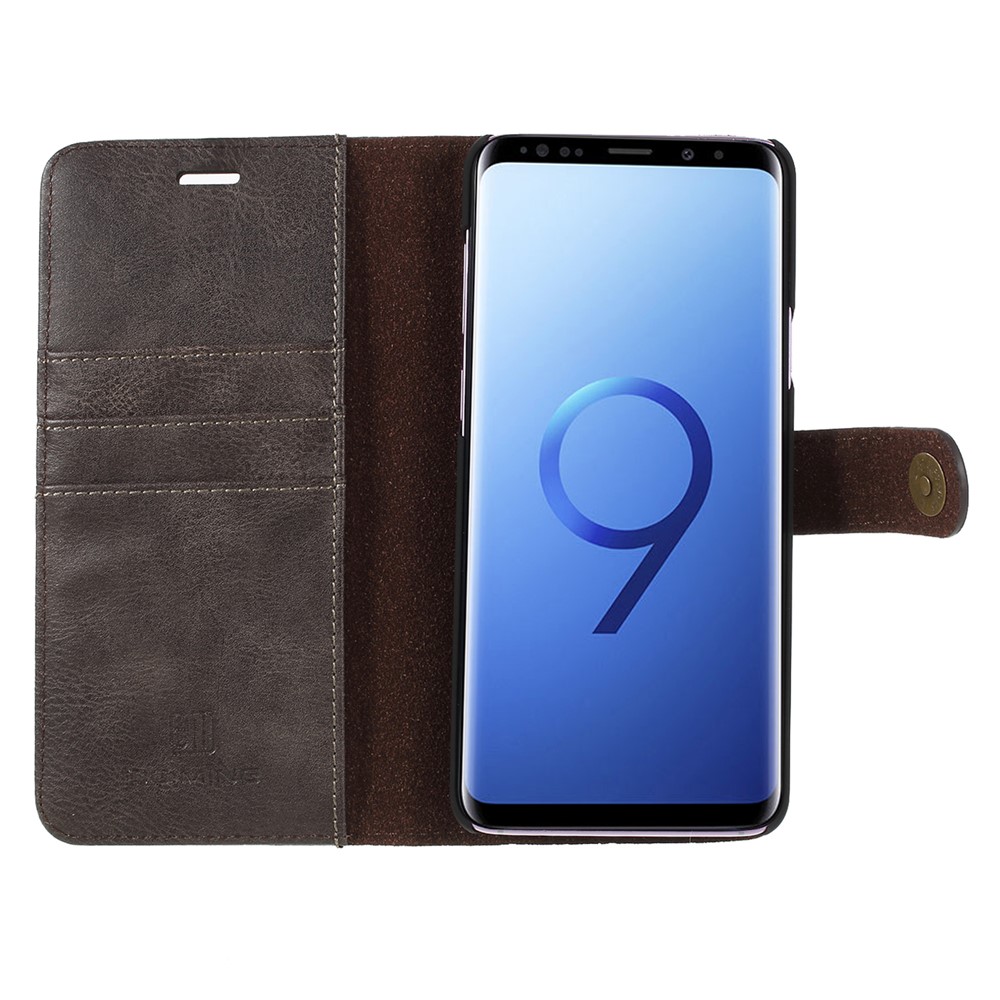 DG.MING Detachable 2-in-1 Split Leather Wallet + PC Back Cover for Samsung Galaxy S9+ SM-G965 - Coffee-4