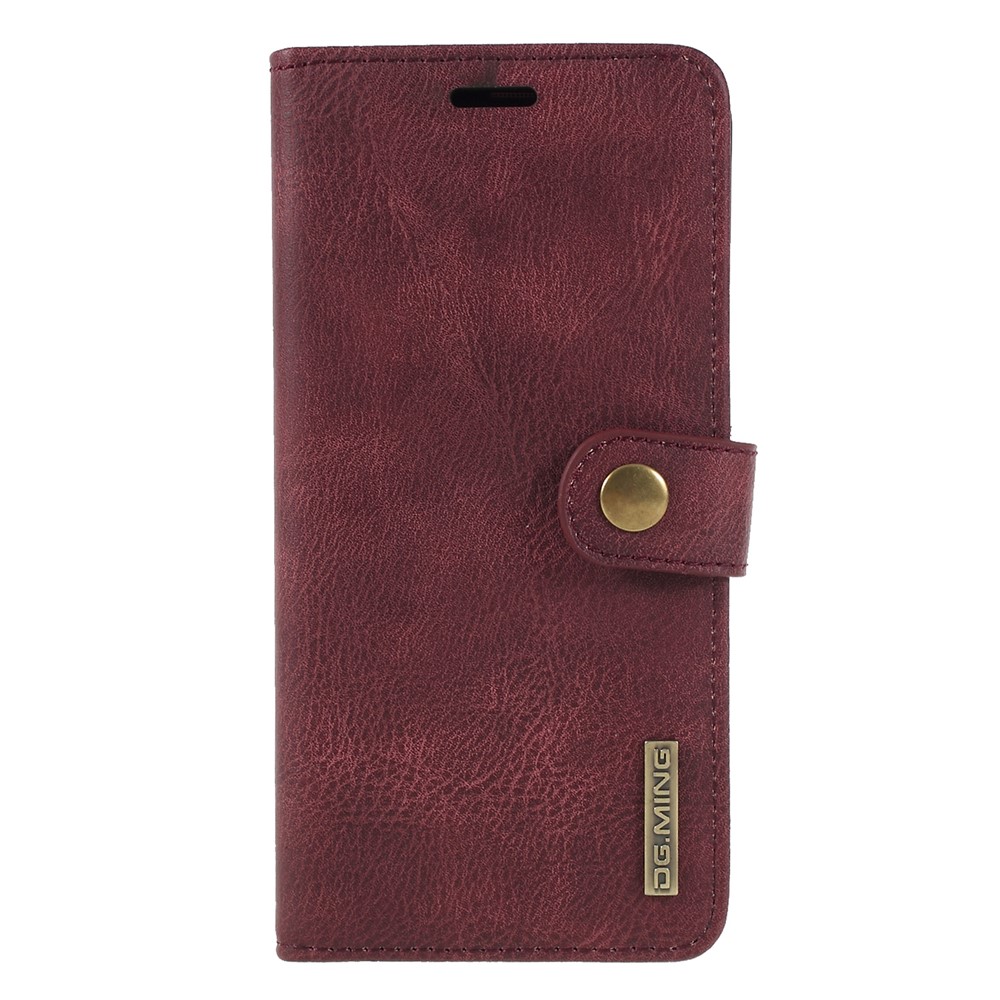 DG.MING Detachable 2-in-1 Split Leather Wallet + PC Back Phone Casing for Samsung Galaxy S9+ SM-G965 - Red-1