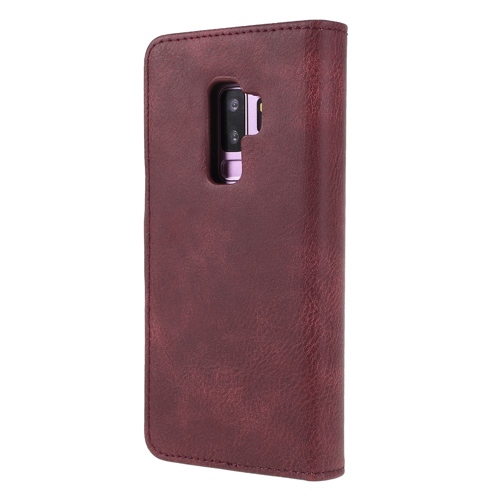 DG.MING Detachable 2-in-1 Split Leather Wallet + PC Back Phone Casing for Samsung Galaxy S9+ SM-G965 - Red-2