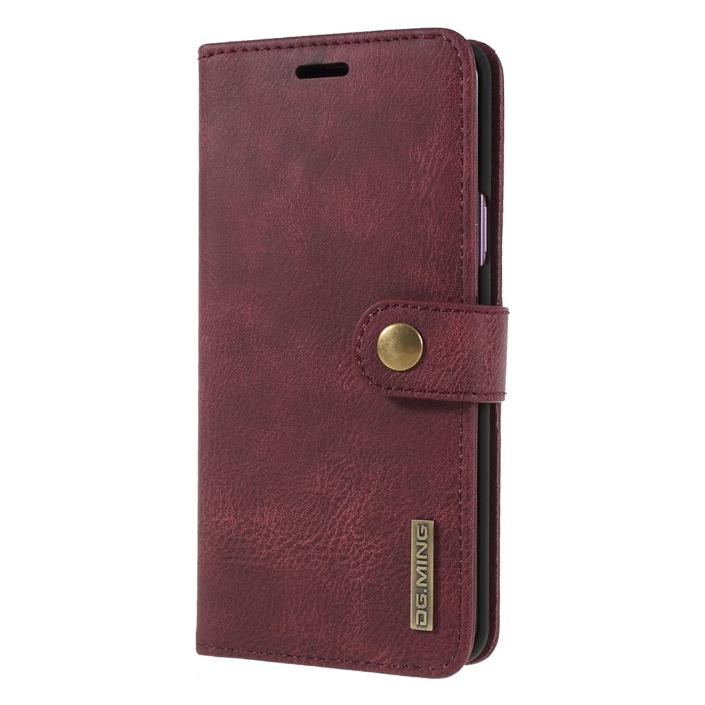 DG.MING Detachable 2-in-1 Split Leather Wallet + PC Back Phone Casing for Samsung Galaxy S9+ SM-G965 - Red-3