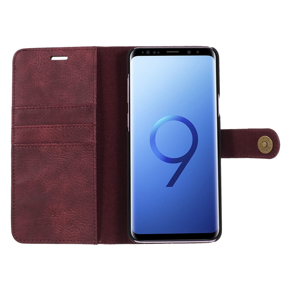 DG.MING Detachable 2-in-1 Split Leather Wallet + PC Back Phone Casing for Samsung Galaxy S9+ SM-G965 - Red-4