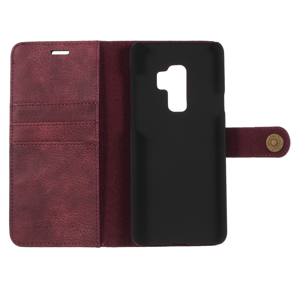 DG.MING Detachable 2-in-1 Split Leather Wallet + PC Back Phone Casing for Samsung Galaxy S9+ SM-G965 - Red-7