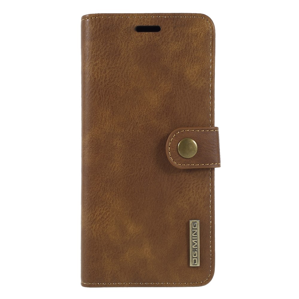 DG.MING Detachable 2-in-1 Split Leather Wallet + PC Back Mobile Shell for Samsung Galaxy S9+ SM-G965 - Brown-1