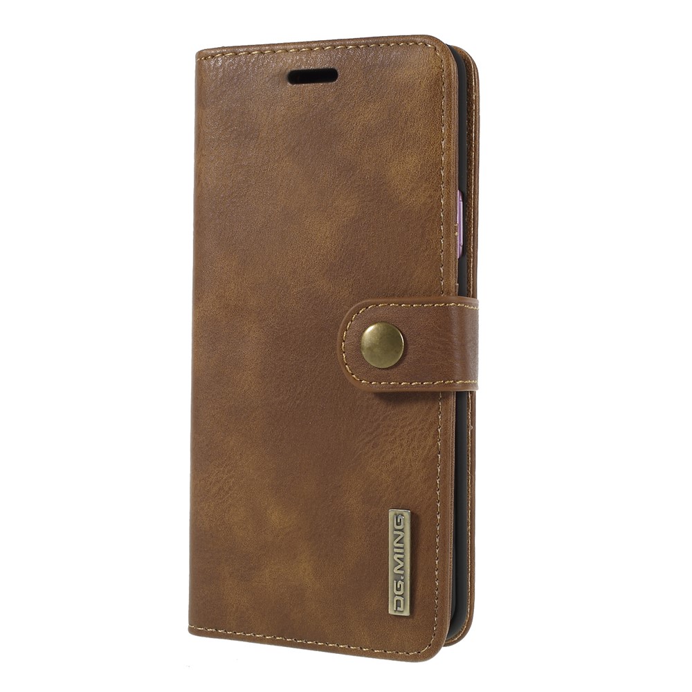 DG.MING Detachable 2-in-1 Split Leather Wallet + PC Back Mobile Shell for Samsung Galaxy S9+ SM-G965 - Brown-3