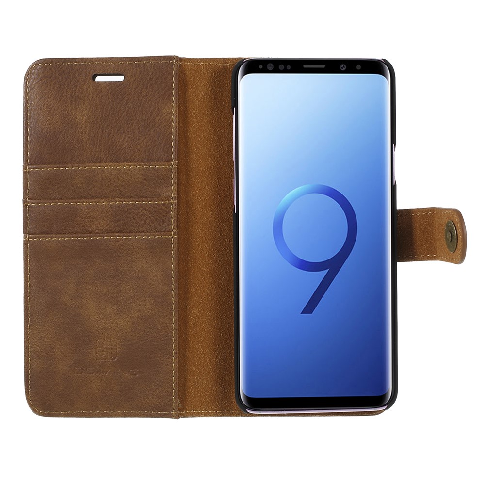 DG.MING Detachable 2-in-1 Split Leather Wallet + PC Back Mobile Shell for Samsung Galaxy S9+ SM-G965 - Brown-4